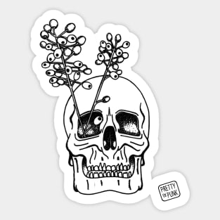 Inktober Poisonous Plants Skull Sticker